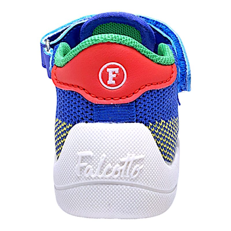 Sandalo primi passi occhietti in tessuto modello cocoon con strappo navy-multicolor - Falcotto