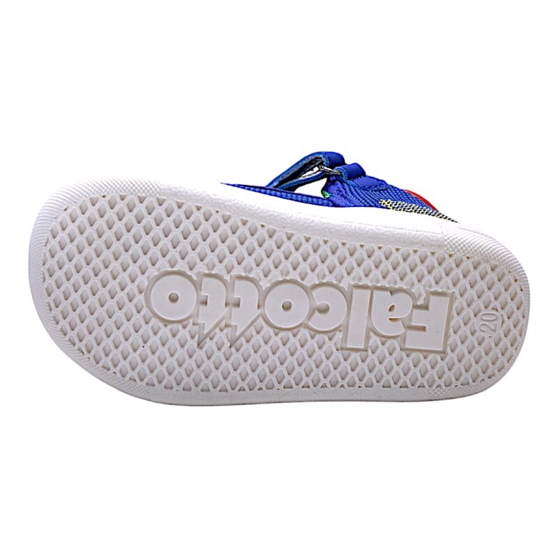 Sandalo primi passi occhietti in tessuto modello cocoon con strappo navy-multicolor - Falcotto