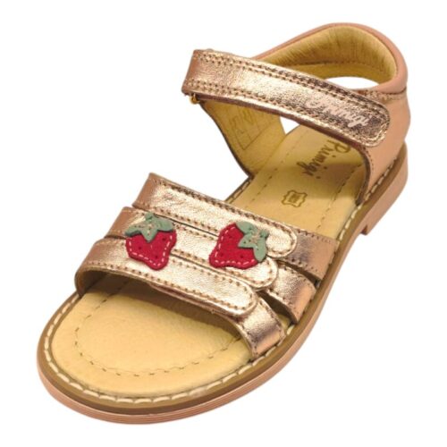 Sandalo primi passi per bambina rose gold laminato con fragole applicate – Primigi