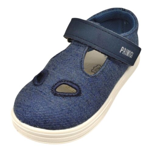 Sandalo primi passi per bambino blu jeans in tessuto con strappo – Primigi