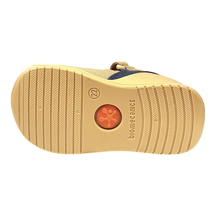 Sandalo primi passi per bambino modello ragnetto color beige e jeans - Biomecanics