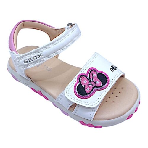 Sandalo ragazza minnie white-dk pink con doppio strappo