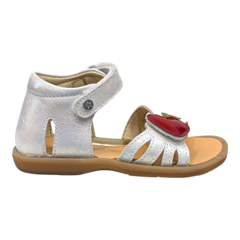 Sandalo ragazza white-fragola iridescent con doppio strappo - Naturino
