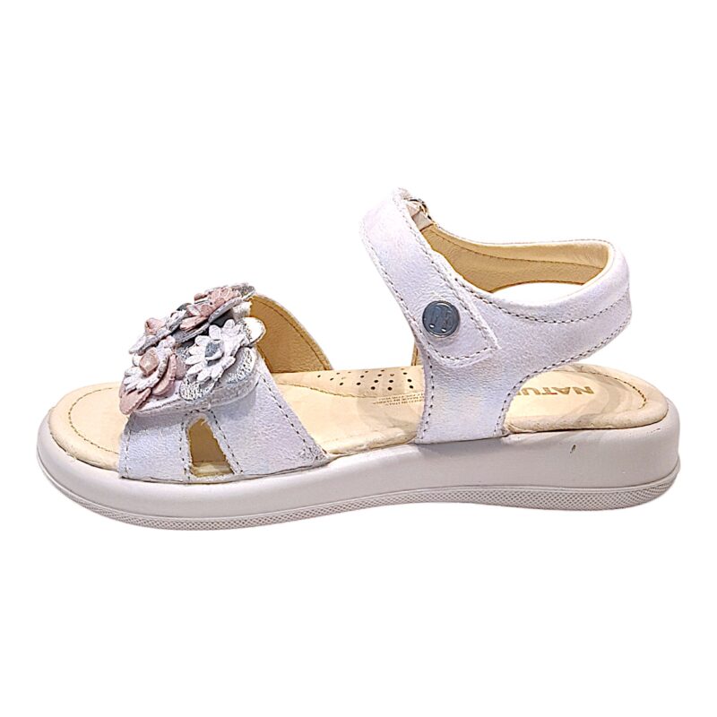 Sandalo ragazza white-pink iridescent con doppio strappo - Naturino