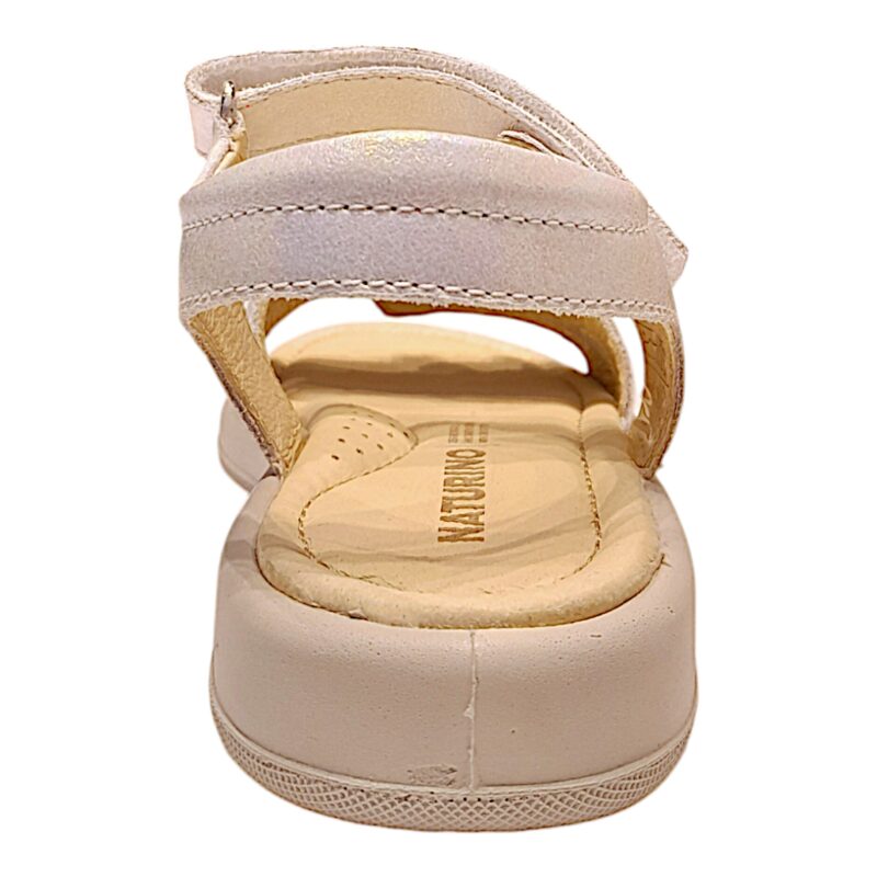 Sandalo ragazza white-pink iridescent con doppio strappo - Naturino