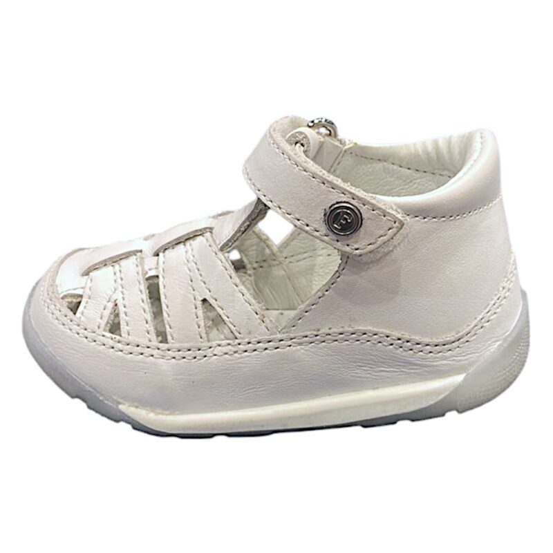 Sandalo ragnetto per bambina Mipos bianco con apertura a strappo – Falcotto 3 Sandalo ragnetto Mipos bianco con apertura a strappo – Falcotto