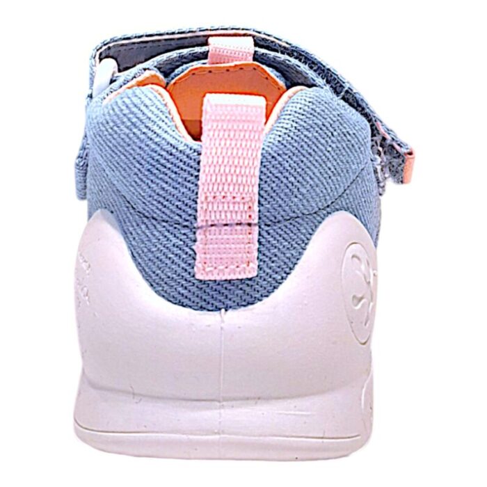 Sandalo ragnetto bimba in tessuto jeans-rosa con immagine gelati e strappo - Biomecanics