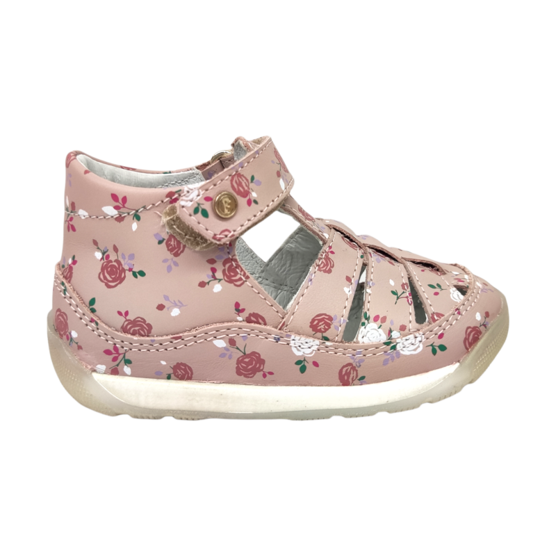 Sandalo per bambina Namib argento con fiori multicolor e doppio strappo – Falcotto 2 Sandalo ragnetto per bambina laguna rosa cipria con rose bianche e rosa scuro con apertura a strappo – Falcotto
