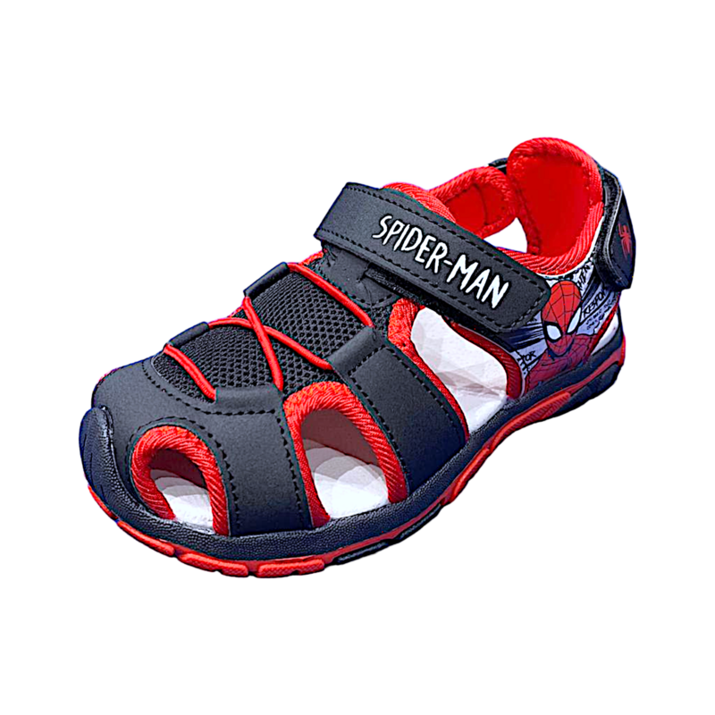 Sandalo ragnetto per bambino Spider-Man nero-rosso con strappo anteriore e posteriore – FLA Europe 1 Sandalo ragnetto per bambino Spider-Man nero-rosso con doppio strappo – FLA Europe
