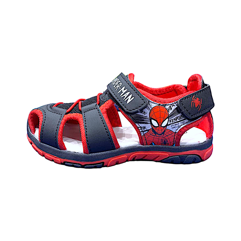 Sandalo ragnetto per bambino Spider-Man nero-rosso con strappo anteriore e posteriore – FLA Europe 3 Sandalo ragnetto per bambino Spider-Man nero-rosso con doppio strappo – FLA Europe