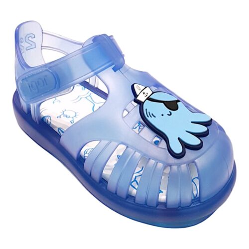 Sandalo ragnetto primi passi bambino in gomma celeste con polipo pirata e strappo - Igor