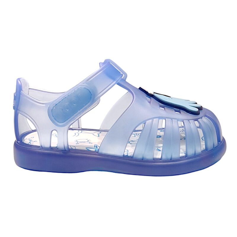 Sandalo ragnetto primi passi bambino in gomma celeste con polipo pirata e strappo - Igor