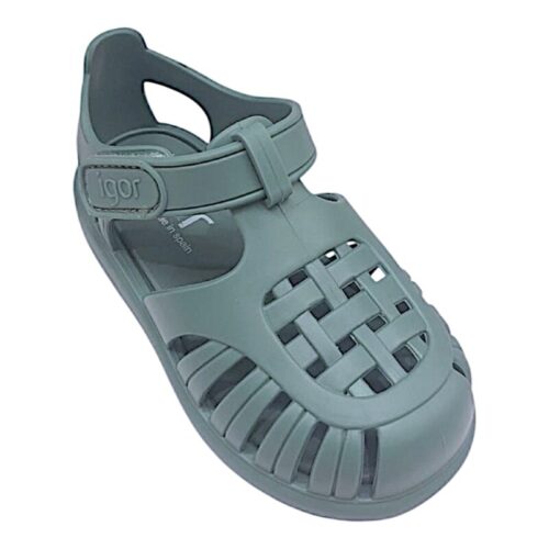 Sandalo ragnetto unisex da mare in gomma primi passi verde con strappo - Igor