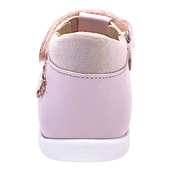 Sandalo rosa con occhietti per bambina con strappo e cuoricino glitterato - Rossano