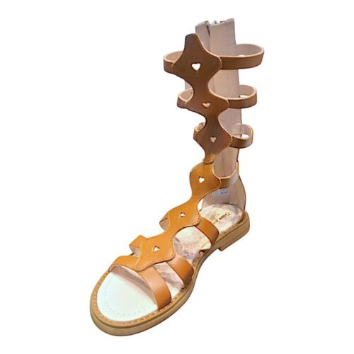 Sandalo schiava in cuoio con cinturini e tre fibbie decorative con zip - Chiara Luciani