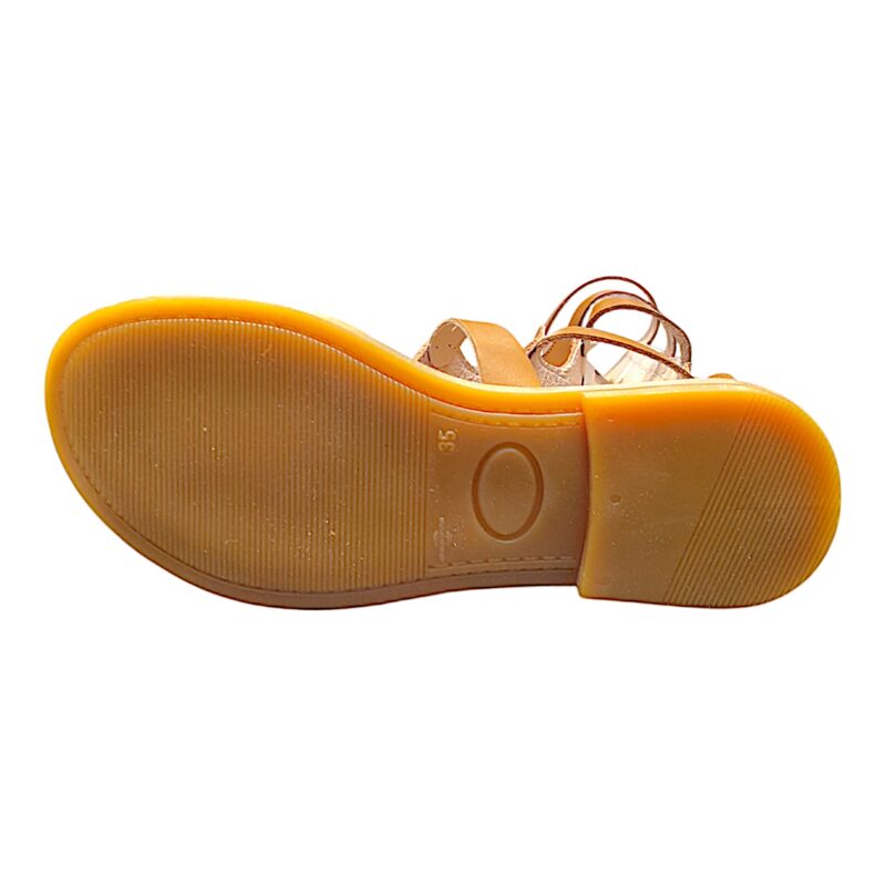 Sandalo schiava in cuoio con cinturini e tre fibbie decorative con zip - Chiara Luciani