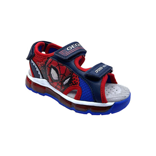 Sandalo spiderman navy-red con doppio strappo, strappo posteriore e luci - Geox