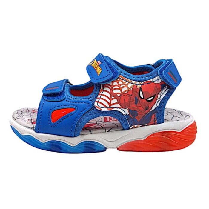 Sandalo sportivo bambino-ragazzo blu-rosso Spider-Man con luci e triplo strappo – Silver