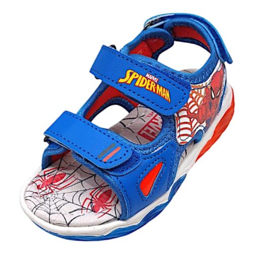 Sandalo sportivo bambino-ragazzo blu-rosso Spider-Man con luci e triplo strappo – Silver