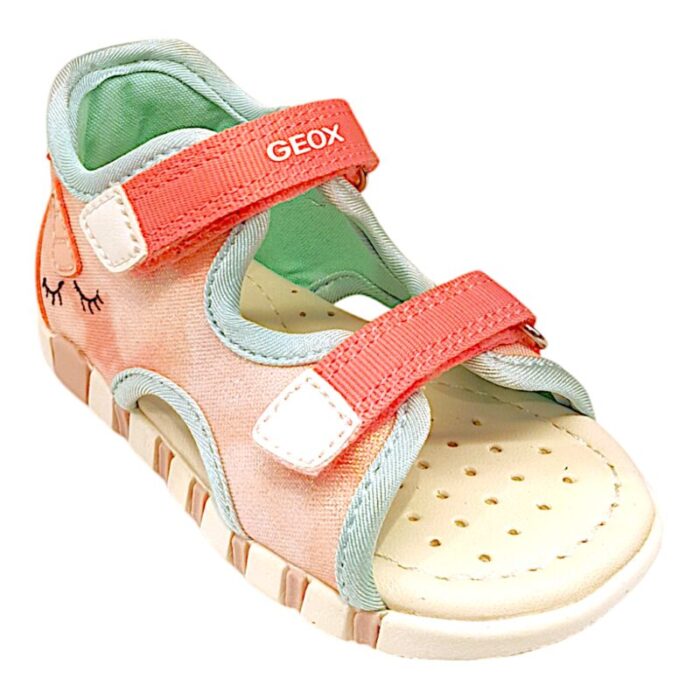 Sandalo sportivo bimba primi passi salmon-white con doppio strappo - Geox