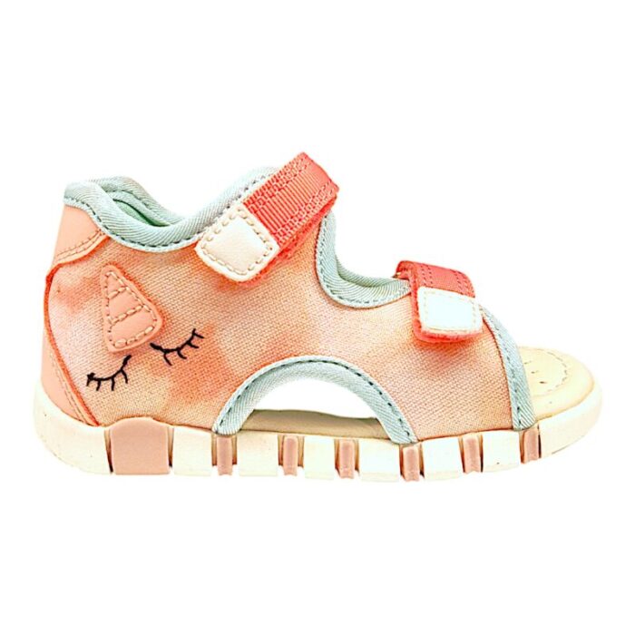 Sandalo sportivo bimba primi passi salmon-white con doppio strappo - Geox