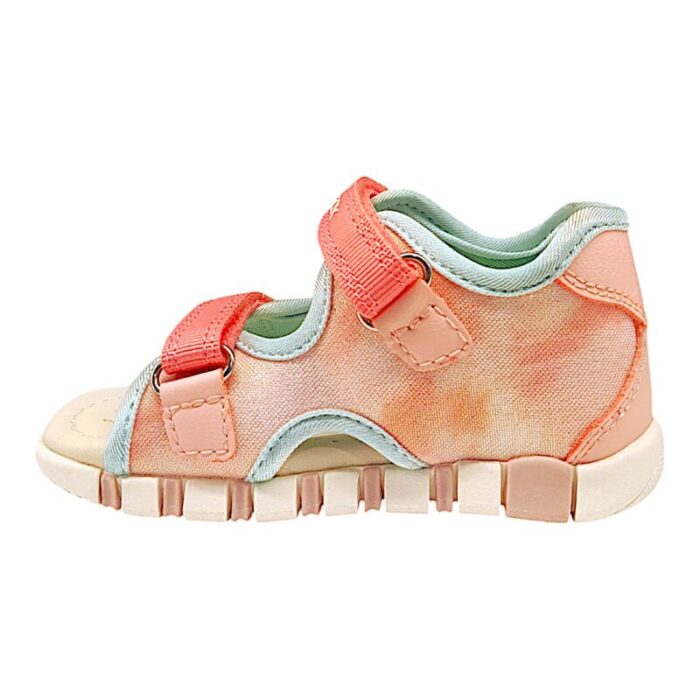 Sandalo sportivo bimba primi passi salmon-white con doppio strappo - Geox