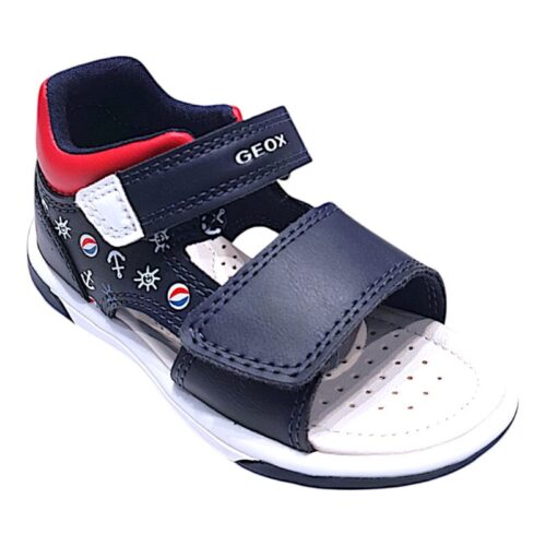 Sandalo sportivo bimbo primi passi navy-red con doppio strappo - Geox