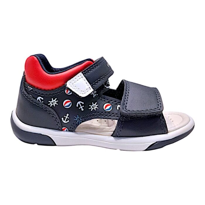 Sandalo sportivo bimbo primi passi navy-red con doppio strappo - Geox