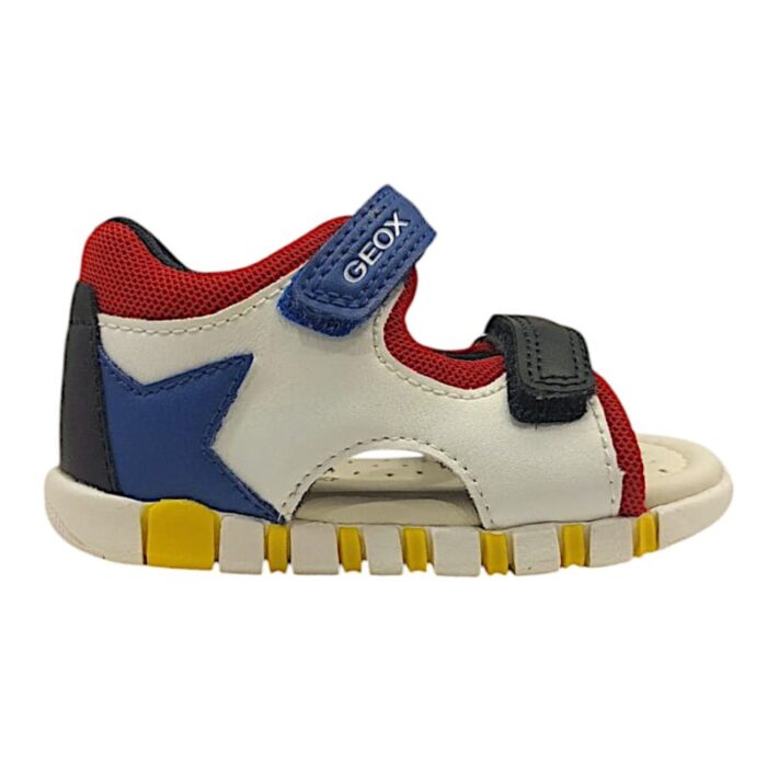 Sandalo sportivo bimbo primi passi white-royal con doppio strappo - Geox