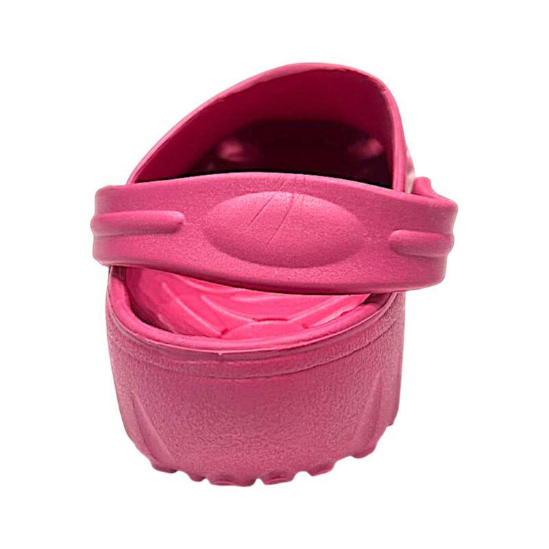 Sandalo rosa-fucsia tipo Crocs per bambina con cuori e fascetta posteriore – Giardino d'Oro 3 Sandalo tipo Crocs per bambina fucsia e rosa con cuori e fascetta posteriore – Giardino d'Oro