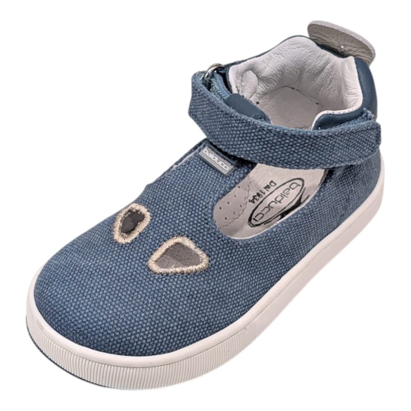 Sandalo unisex con occhietti in tessuto blu jeans - Balducci