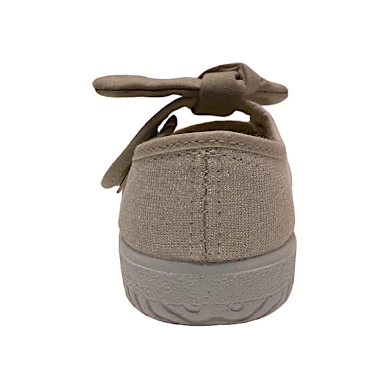 Scarpa ballerina per bambina primi passi di cotone beige con strappo e fiocchetto - Victoria