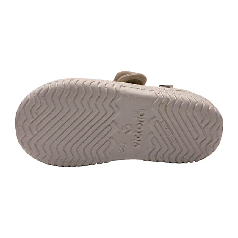 Scarpa ballerina per bambina primi passi di cotone beige con strappo e fiocchetto - Victoria
