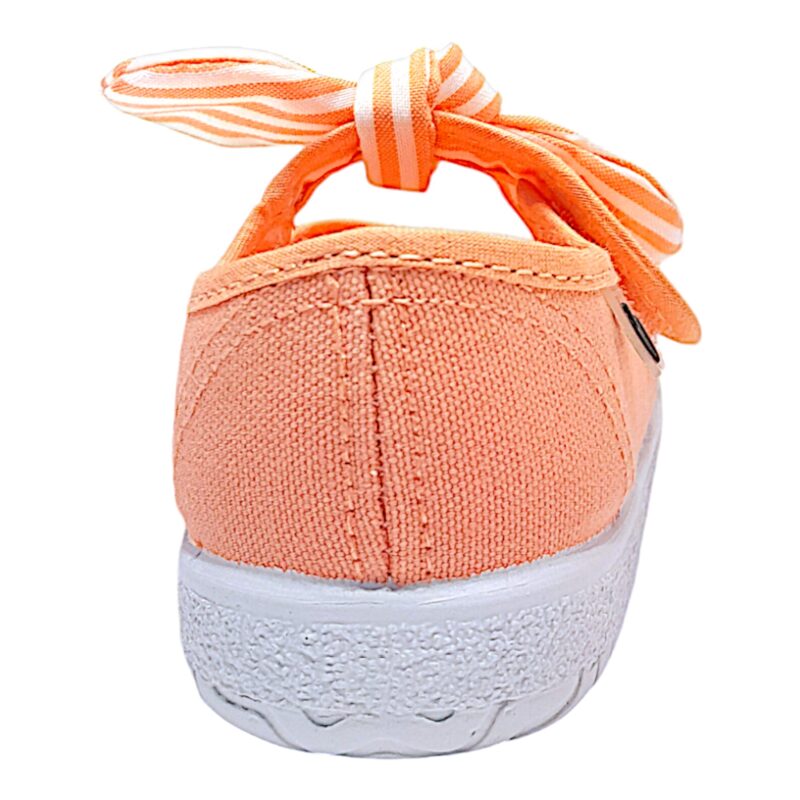 Scarpa ballerina per bambina primi passi di cotone corallo con strappo e fiocchetto - Victoria