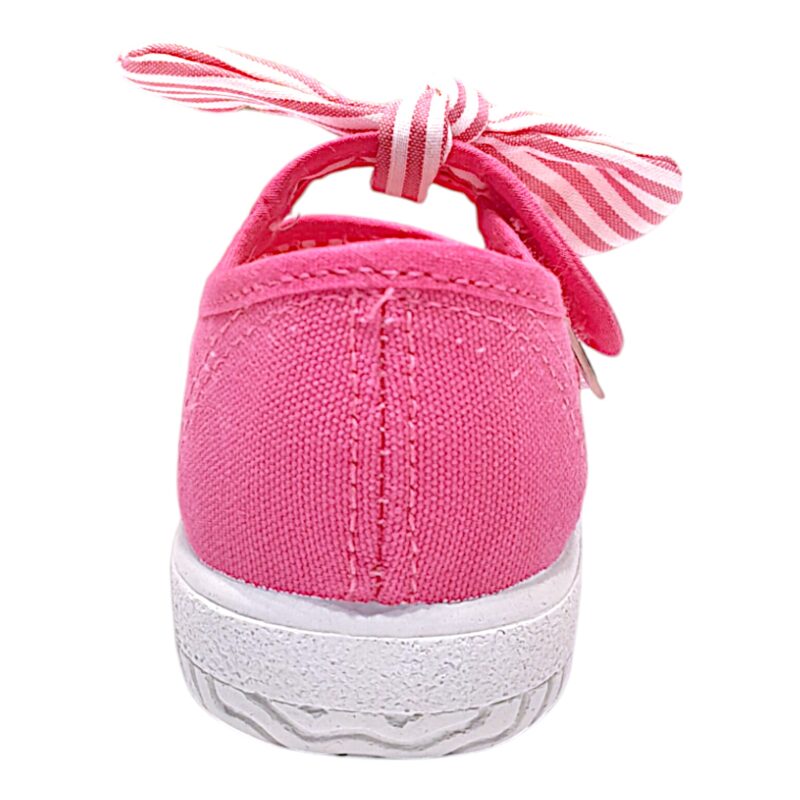 Scarpa ballerina per bambina primi passi di cotone fucsia con strappo e fiocchetto - Victoria