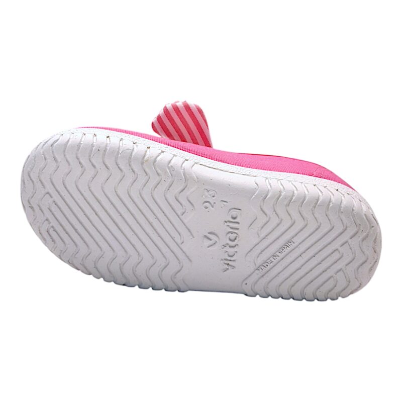 Scarpa ballerina per bambina primi passi di cotone fucsia con strappo e fiocchetto - Victoria