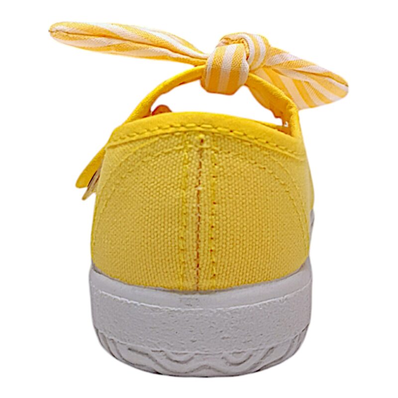 Scarpa ballerina per bambina primi passi di cotone giallo con strappo e fiocchetto - Victoria