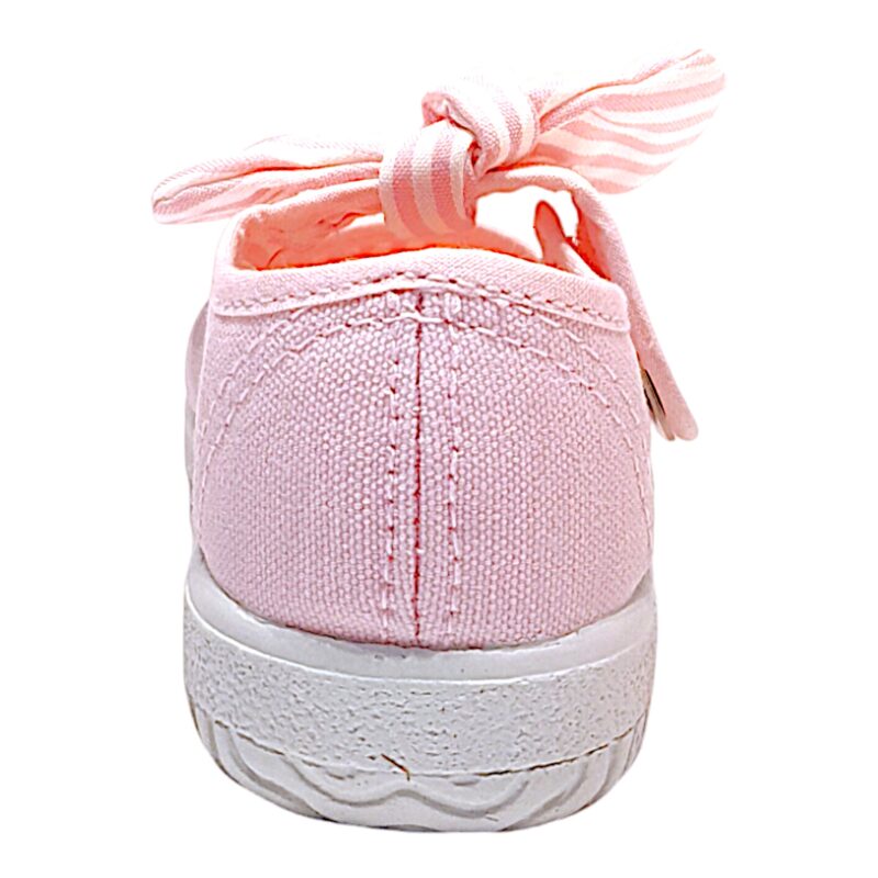 Scarpa ballerina per bambina primi passi di cotone rosa con strappo e fiocchetto - Victoria