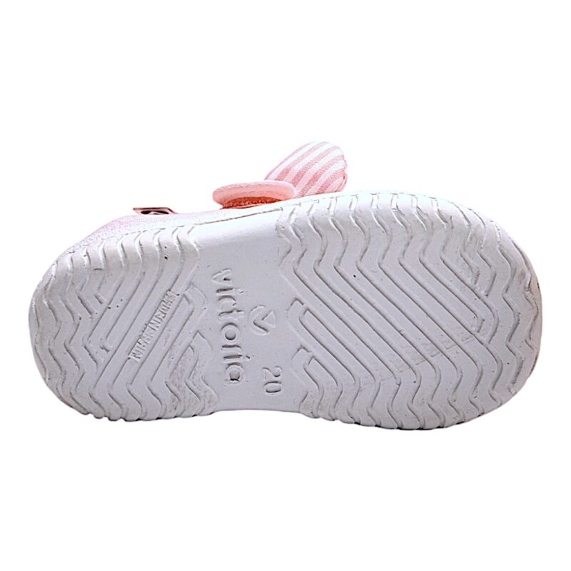 Scarpa ballerina per bambina primi passi di cotone rosa con strappo e fiocchetto - Victoria