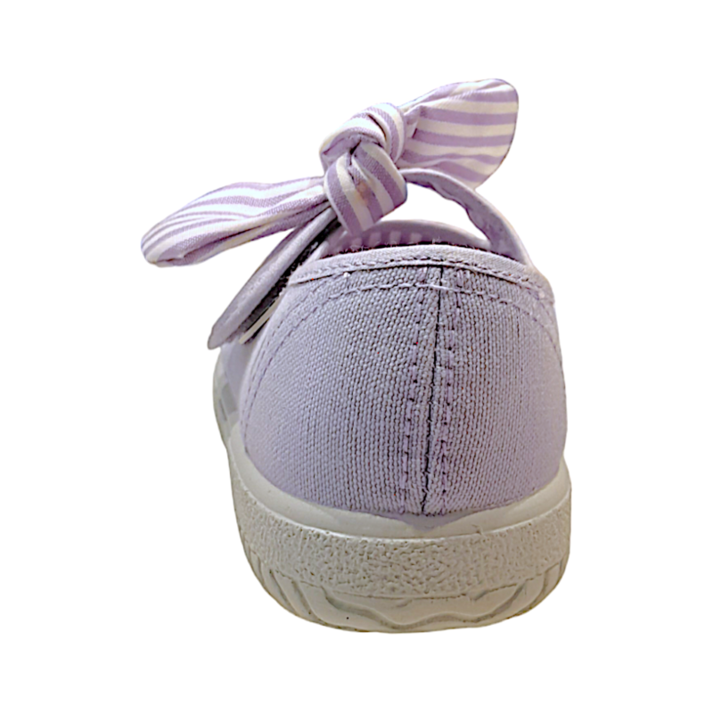 Scarpa ballerina per bambina primi passi di cotone viola con strappo e fiocchetto - Victoria