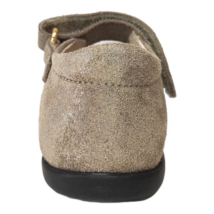 Scarpa ballerina primi passi per bambina in pelle di colore marrone con strappo - Rossano