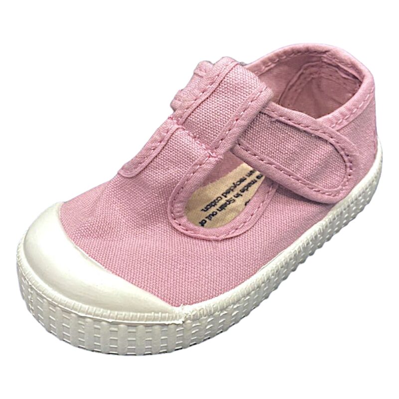 Scarpa ballerina rosa petalo in cotone con occhietti e chiusura a strappo - Victoria