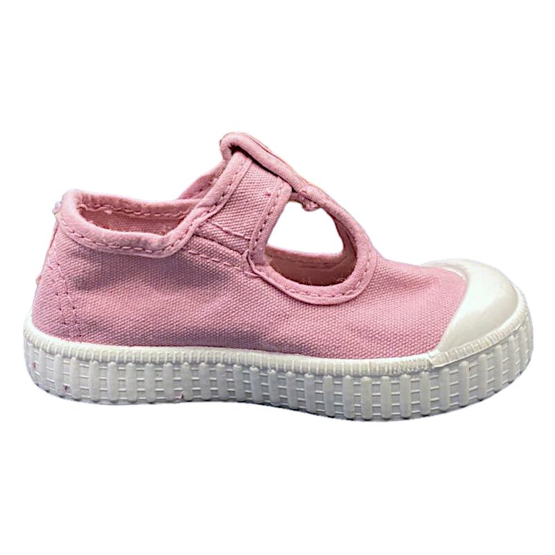 Scarpa ballerina rosa petalo in cotone con occhietti e chiusura a strappo - Victoria