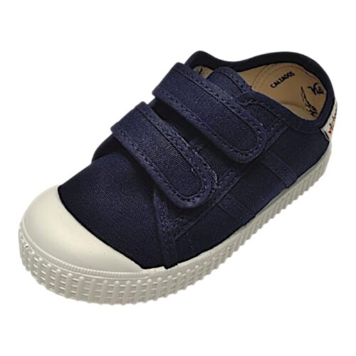 Scarpa da ginnastica per bambino in cotone blu marino con due strappi frontali – Victoria