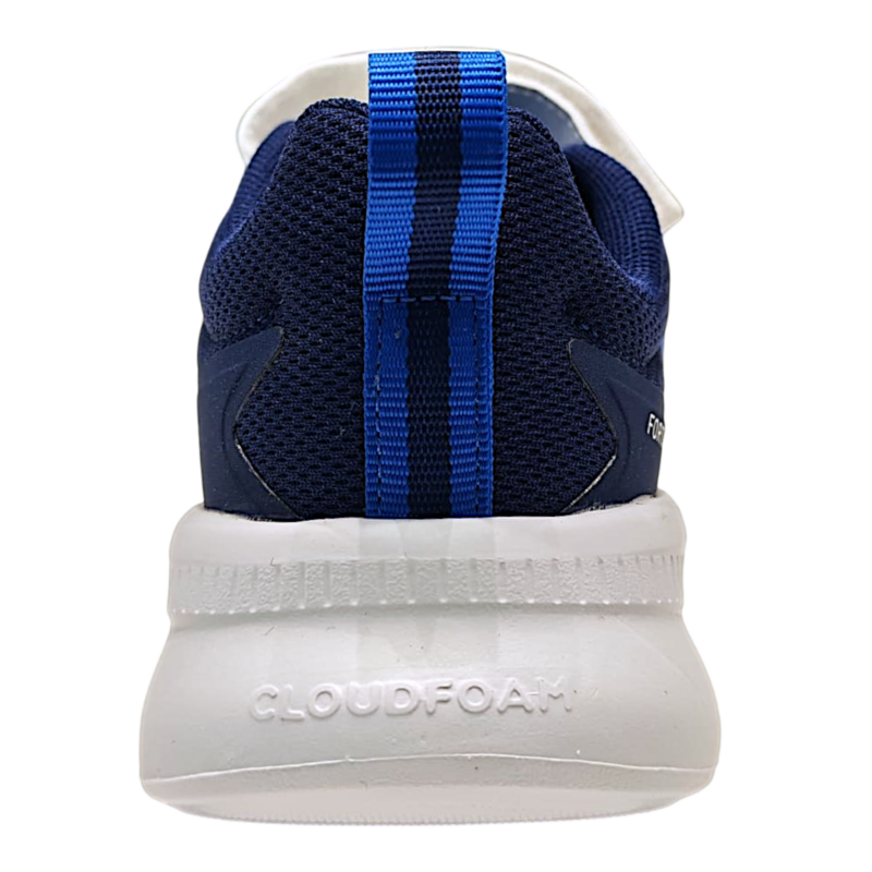 Scarpa da ginnastica retata bianca-blu-nera per bambino con strappo e lacci elastici – Adidas 4 Scarpa da ginnastica retata bianca-blu-nera per bambino con strappo e lacci elastici – Adidas