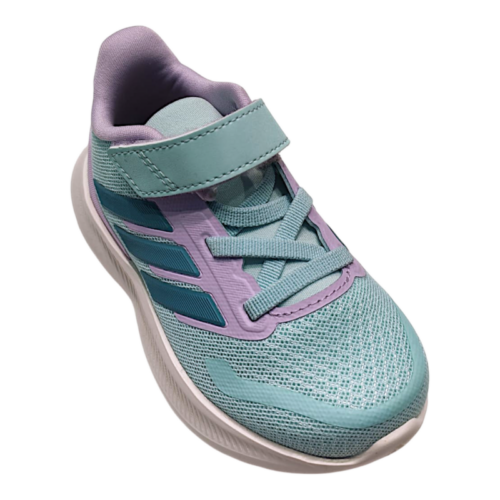Scarpa da ginnastica retata lilla-verde acqua per bambina con strappo e lacci elastici – Adidas 9 Scarpa da ginnastica retata lilla-verde acqua per bambina con strappo e lacci elastici – Adidas