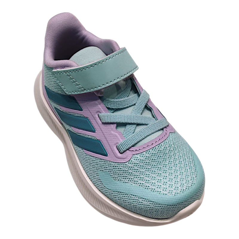 Scarpa da ginnastica retata lilla-verde acqua per bambina con strappo e lacci elastici – Adidas 1 Scarpa da ginnastica retata lilla-verde acqua per bambina con strappo e lacci elastici – Adidas