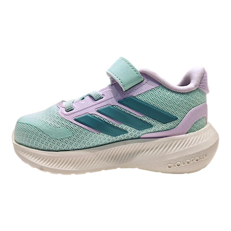 Scarpa da ginnastica retata lilla-verde acqua per bambina con strappo e lacci elastici – Adidas 3 Scarpa da ginnastica retata lilla-verde acqua per bambina con strappo e lacci elastici – Adidas