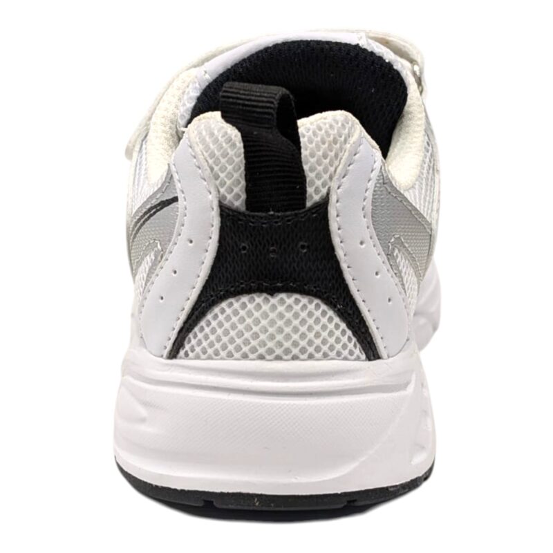Scarpa da ginnastica unisex bianco-silver-nero con strappo e lacci elastici – Giardino d'Oro 4 Scarpa da ginnastica unisex bianco-silver-nero con strappo e lacci elastici – Giardino d'Oro