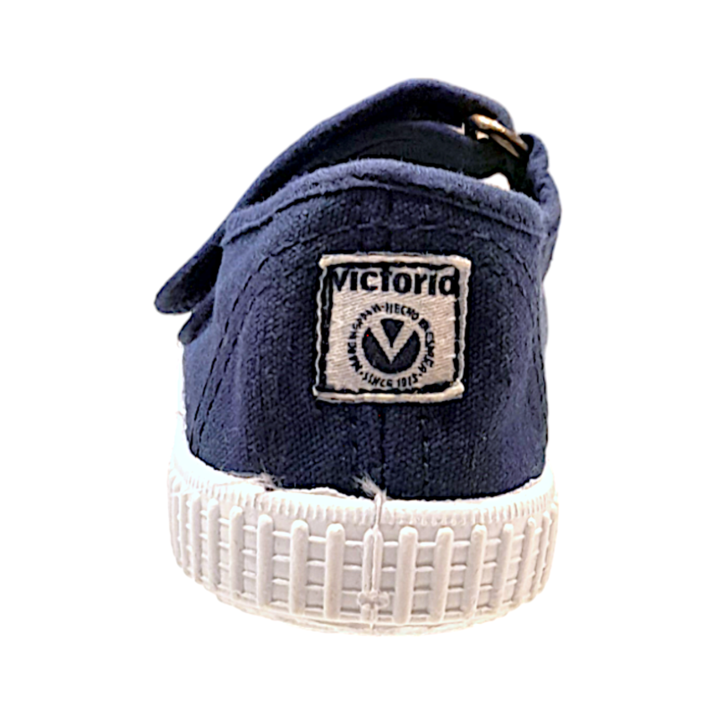 Scarpa di cotone ballerina blu marino con chiusura a strappo - Victoria